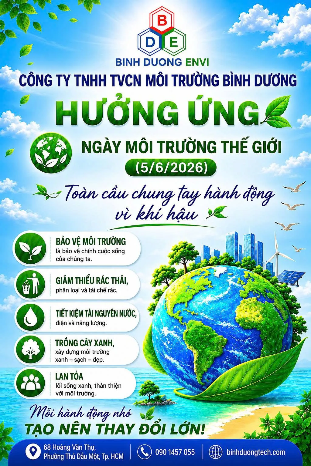 Hưởng ứng ngày Môi trường thế giới năm 2026 “Toàn cầu chung tay hành động vì khí hậu”